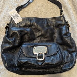 NWT Michael Kors Hudson Downtown Black Shoulder Bag with Gold Hardware
